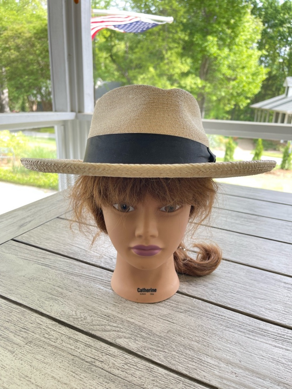 Goorin Bros. Tomas Santiago Palm Straw Fedora Black Banding Hat Size Large